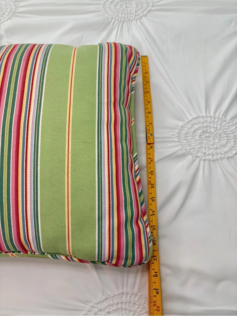 Pottery Barn Green Multi Color Stripe Colorful Spring Accent Pillow 18 x 18